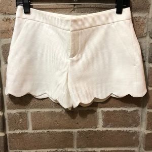 Club Monaco Cream Scallop Hem Shorts